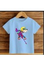 Çocuk Mavi Pamuklu Baskili T-shirt